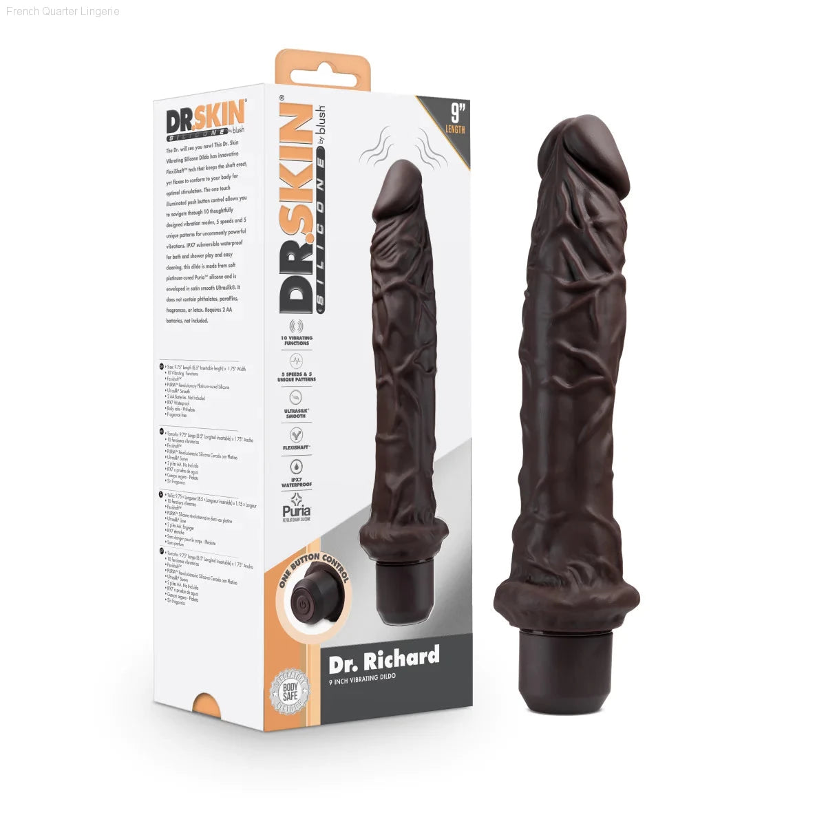 Dr. Skin Silicone Dr. Richard 9.75-Inch Long Vibrating Dildo-French Quarter Lingerie Dr. Skin Silicone Dr. Richard 9.75-Inch Long Vibrating Dildo-French Quarter Lingerie