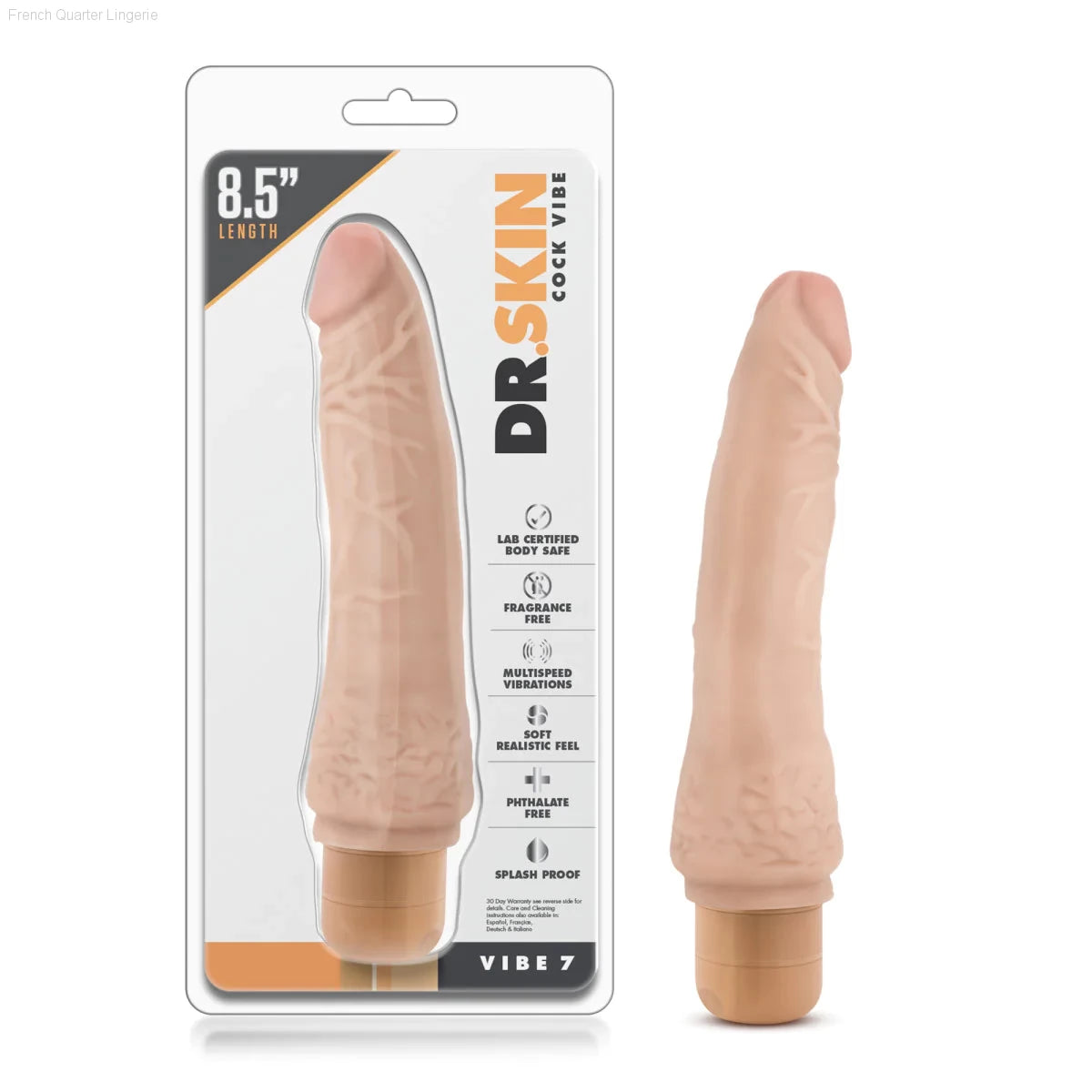 Dr. Skin Cock Vibe 7 Realistic 8.5-Inch Long Vibrating Dildo-French Quarter Lingerie Dr. Skin Cock Vibe 7 Realistic 8.5-Inch Long Vibrating Dildo-French Quarter Lingerie