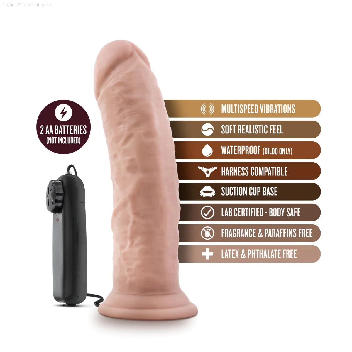 Dr. Skin Dr. Joe Realistic 8.0-Inch Long Remote Control Vibrating Dildo With Suction Cup Base-French Quarter Lingerie Dr. Skin Dr. Joe Realistic 8.0-Inch Long Remote Control Vibrating Dildo With Suction Cup Base-French Quarter Lingerie
