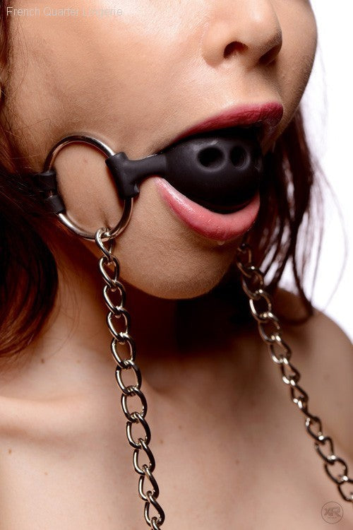 Hinder Breathable Silicone Ball Gag with Nipple Clamps-French Quarter Lingerie Hinder Breathable Silicone Ball Gag with Nipple Clamps-French Quarter Lingerie