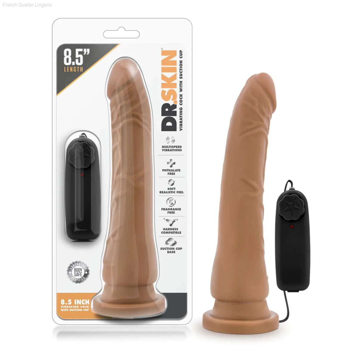 Dr. Skin Realistic Curved G-Spot 8.5-Inch Long Remote Control Vibrating Dildo With Suction Cup Base-French Quarter Lingerie Dr. Skin Realistic Curved G-Spot 8.5-Inch Long Remote Control Vibrating Dildo With Suction Cup Base-French Quarter Lingerie