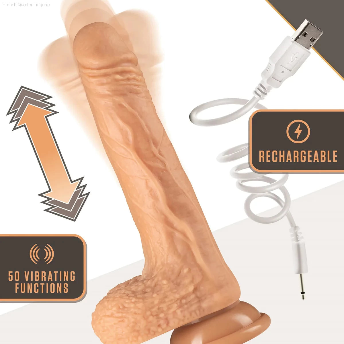Dr. Skin Silicone Dr. Grey 7.75-Inch Long Rechargeable Thrusting & Vibrating Dildo With Suction Cup Base-French Quarter Lingerie Dr. Skin Silicone Dr. Grey 7.75-Inch Long Rechargeable Thrusting & Vibrating Dildo With Suction Cup Base-French Quarter Lingerie