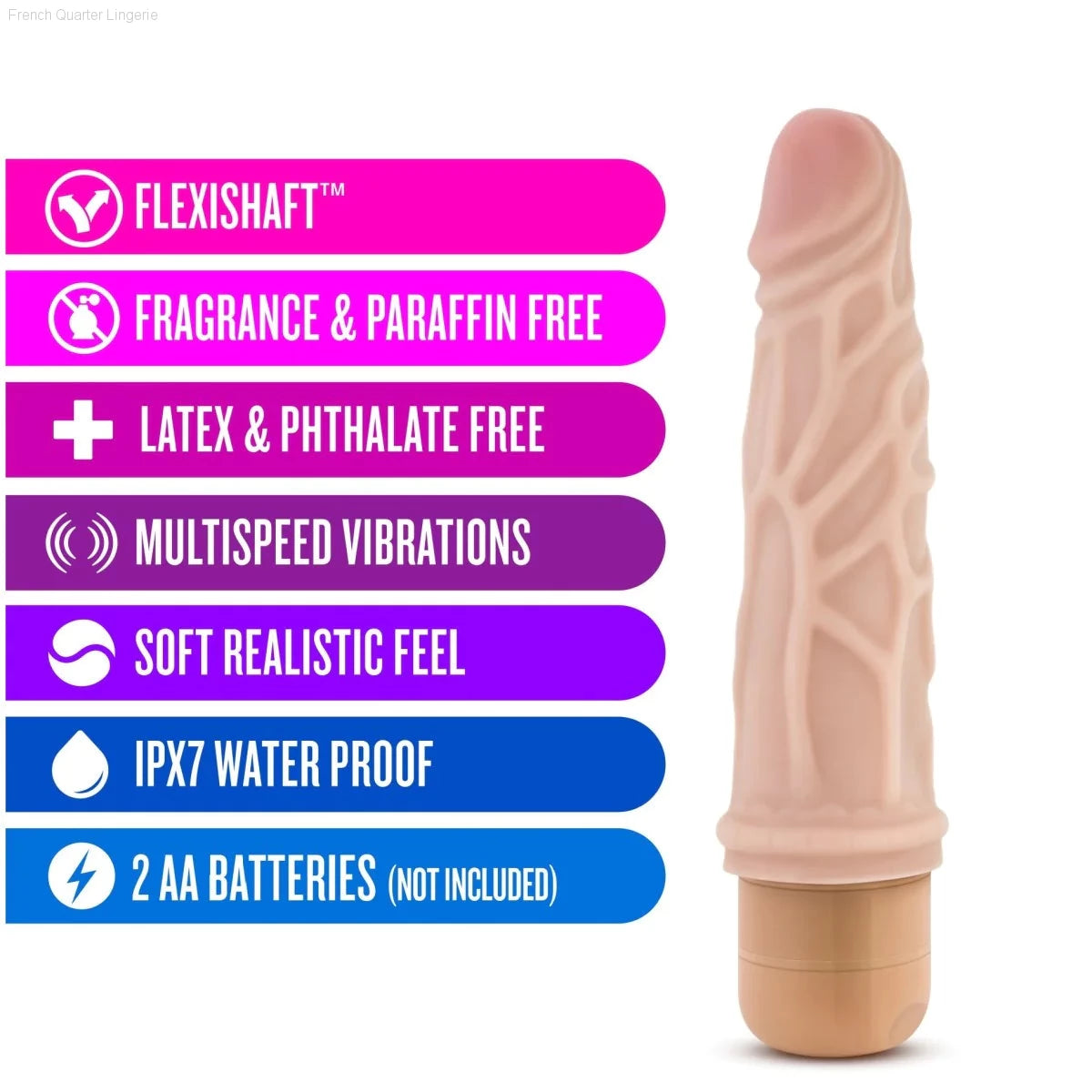 Dr. Skin Cock Vibe 3 Realistic 7.25-Inch Long Vibrating Dildo-French Quarter Lingerie Dr. Skin Cock Vibe 3 Realistic 7.25-Inch Long Vibrating Dildo-French Quarter Lingerie