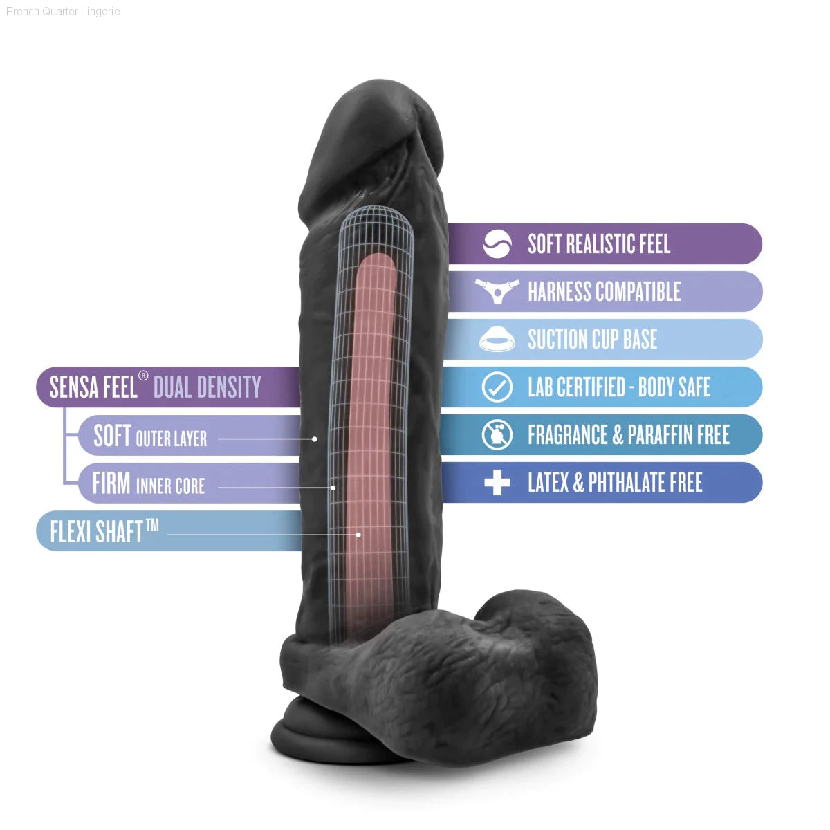 Au Naturel Bold Massive Realistic 9-Inch Long Dildo With Balls & Suction Cup Base-French Quarter Lingerie Au Naturel Bold Massive Realistic 9-Inch Long Dildo With Balls & Suction Cup Base-French Quarter Lingerie
