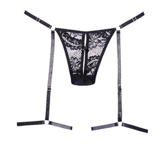 Say It With Garters - Open Front Panty With Lace Thong Back