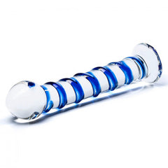 7.5” Blue Spiral Glass Dildo