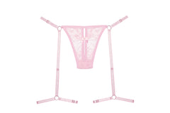 Say It With Garters - Open Front Panty With Lace Thong Back