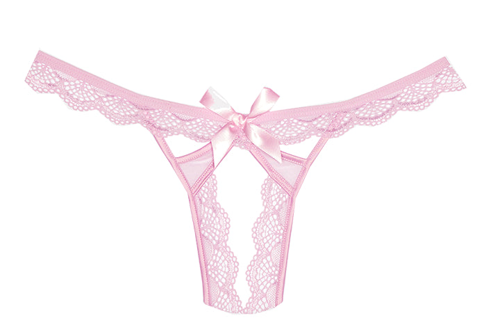 Peach-y Panty - Mesh Lace Panty With Satin Bow