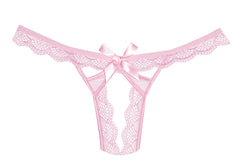 Peach-y Panty - Mesh Lace Panty With Satin Bow