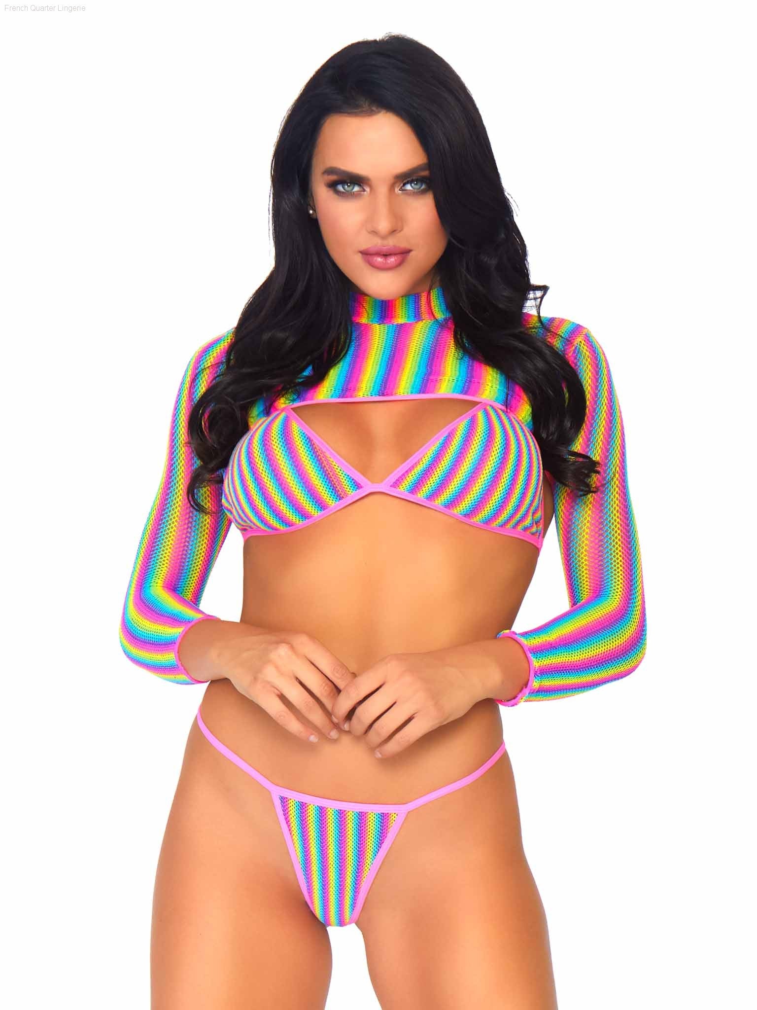 Festival & Rave - Rainbow Dreams Fishnet Bikini Set