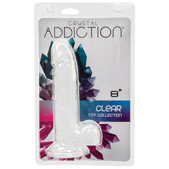 Crystal Addiction Dong W/ Balls - Clear 8"