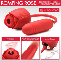 Bloomgasm Romping Rose 10X Suction Rose & Thrusting Vibrator