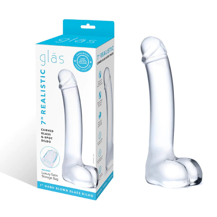 7" Realistic Curved Glass G-Spot Dildo