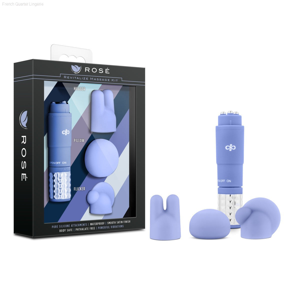 Rose Revitalize Pink Vibrating 3-Piece Massage Wand Kit
