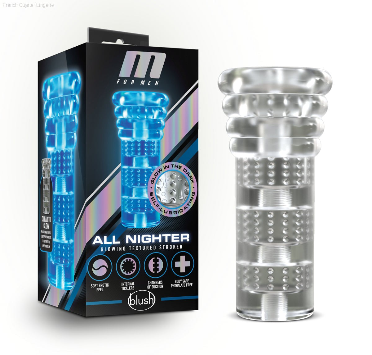 Men's Masturbators - M For Men Soft & Wet All Nighter Clear Masturbator / Stroker