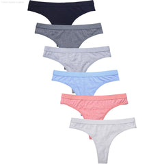 Sofra Soft Cotton Lace No Show Thong