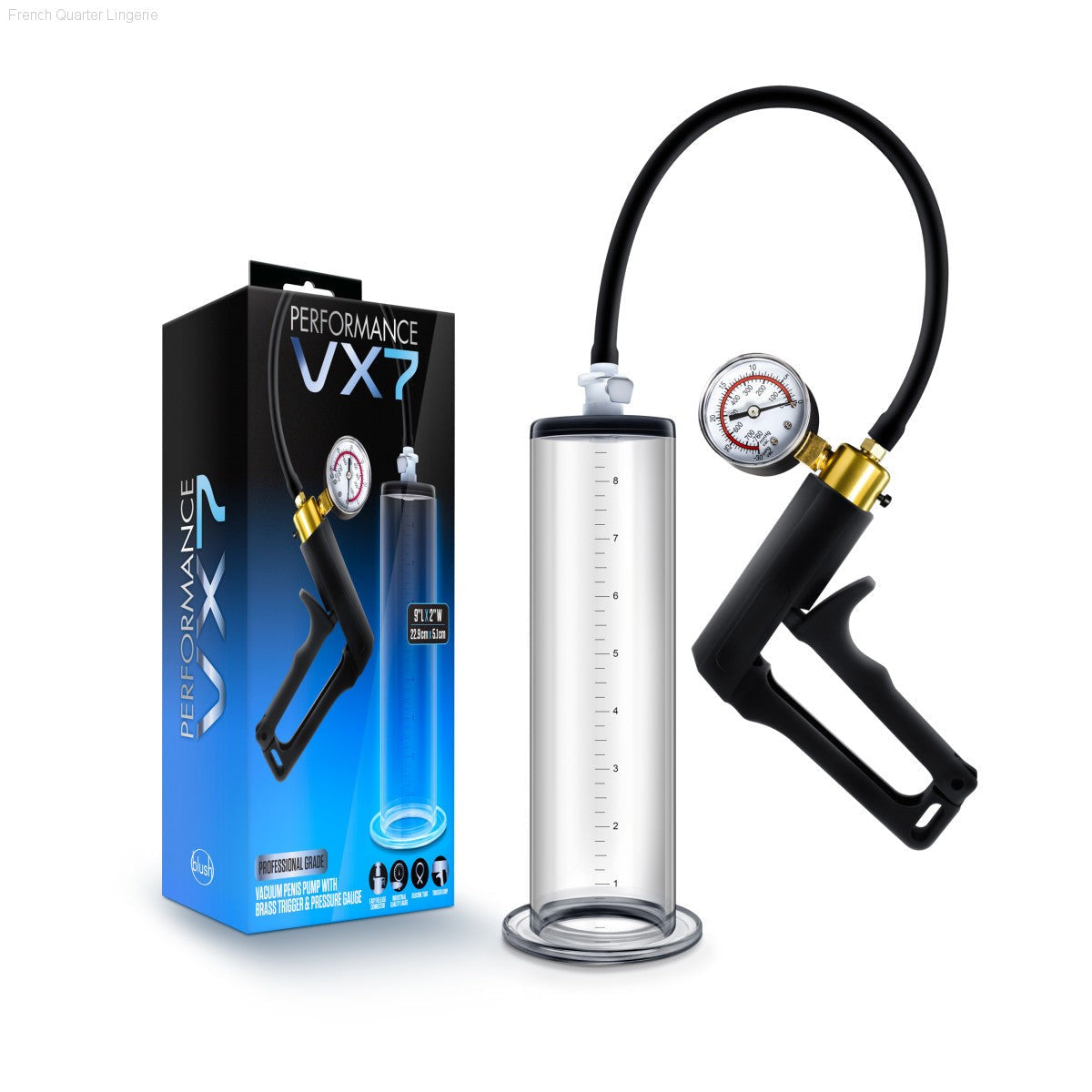 Blush Performance VX7 Vacuum With Brass Trigger & Pressure Gauge Clear Pump-French Quarter Lingerie