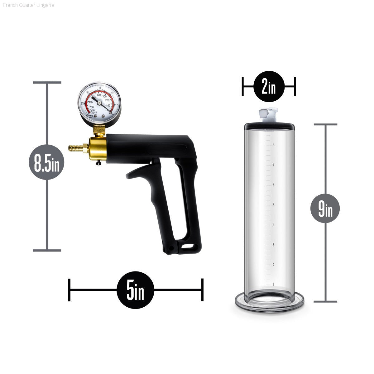 Blush Performance VX7 Vacuum With Brass Trigger & Pressure Gauge Clear Pump-French Quarter Lingerie