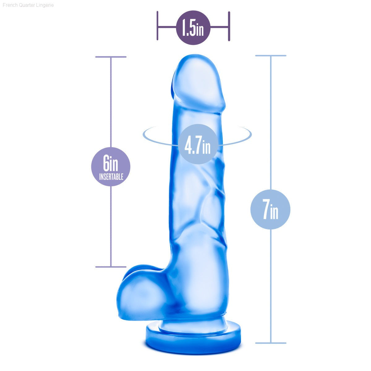 Blush B Yours Sweet N' Hard 4 Realistic 7-Inch Long Dildo With Balls & Suction Cup Base-French Quarter Lingerie