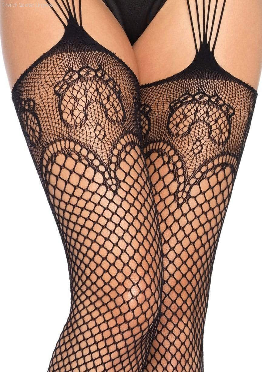 Hosiery - Duchess Garter Belt Fishnet Stockings