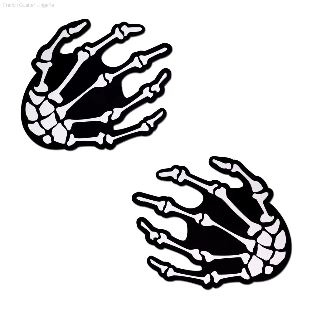 Boney Skeleton Hands On Black Nipple Pasties By Pastease®