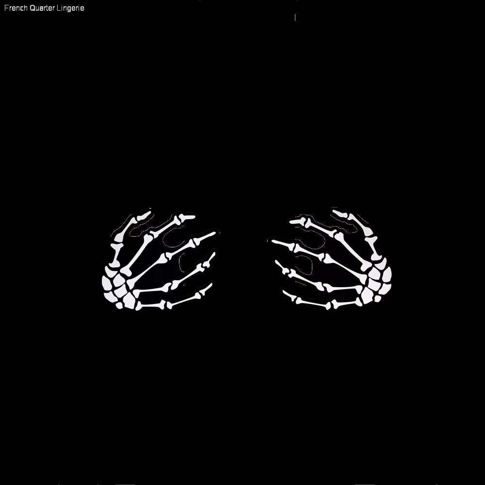 Boney Skeleton Hands On Black Nipple Pasties By Pastease®