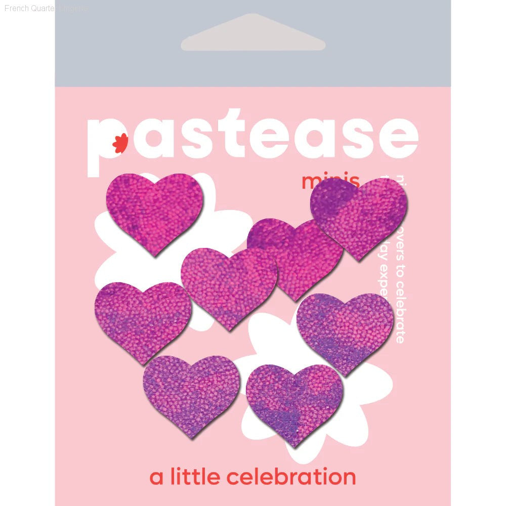 Body Minis: 10 Mini Pink Holographic Hearts Nipple & Body Pasties By Pastease®