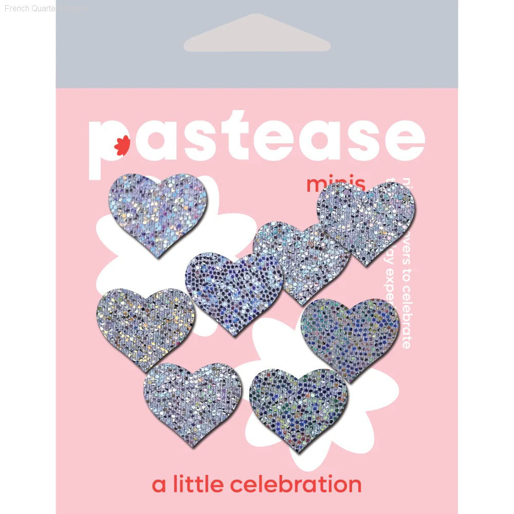 Body Minis: 10 Mini Pink Holographic Hearts Nipple & Body Pasties By Pastease®