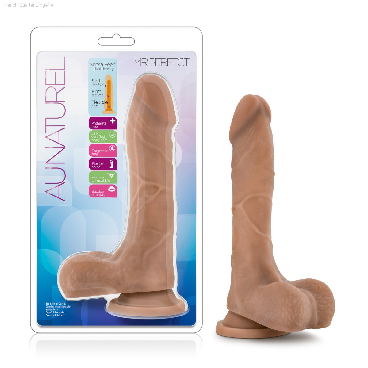 Au Naturel Mister Perfect Realistic 8.5-Inch Long Dildo With Balls & Suction Cup Base-French Quarter Lingerie