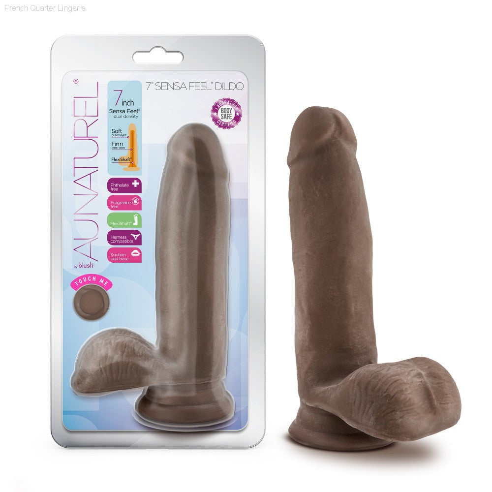 Au Naturel Realistic Beige 7-Inch Long Dildo With Balls & Suction Cup Base-French Quarter Lingerie