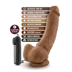 Coverboy™ By Blush® | The Boxer Realistic Mocha 9-Inch Long Remote Control Vibrating Dildo With Suction Cup Base