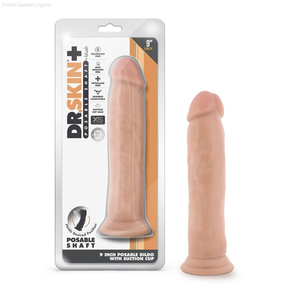 Dr. Skin Plus By Blush® | Realistic 9.25-Inch Long Soft Yet Erect & Posable Dildo With Suction Cup Base-French Quarter Lingerie