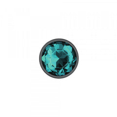 Cheeky Charms - Gunmetal Metal Butt Plug - Round/Teal