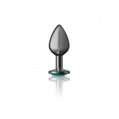 Cheeky Charms - Gunmetal Metal Butt Plug - Round/Teal