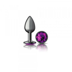 Cheeky Charms - Gunmetal Metal Butt Plug - Round/Purple