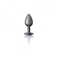 Cheeky Charms - Gunmetal Metal Butt Plug - Round/Purple