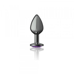 Cheeky Charms - Gunmetal Metal Butt Plug - Round/Purple