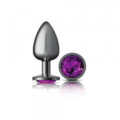 Cheeky Charms - Gunmetal Metal Butt Plug - Round/Purple