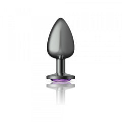 Cheeky Charms - Gunmetal Metal Butt Plug - Round/Purple