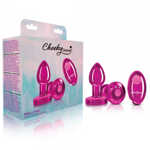 Cheeky Charms - Rechargeable Vibrating Metal Butt Plug with Remote Control - Pink