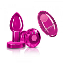 Cheeky Charms - Rechargeable Vibrating Metal Butt Plug with Remote Control - Pink