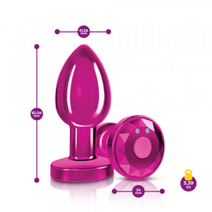 Cheeky Charms - Rechargeable Vibrating Metal Butt Plug with Remote Control - Pink