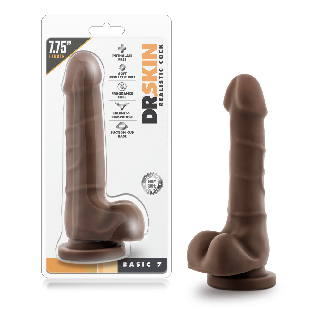 Dr. Skin By Blush® | Realistic Cock 7.75-Inch Long Dildo With Balls & Suction Cup Base