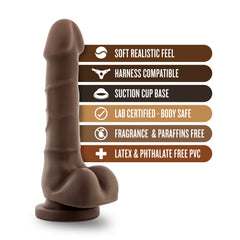 Dr. Skin By Blush® | Realistic Cock 7.75-Inch Long Dildo With Balls & Suction Cup Base