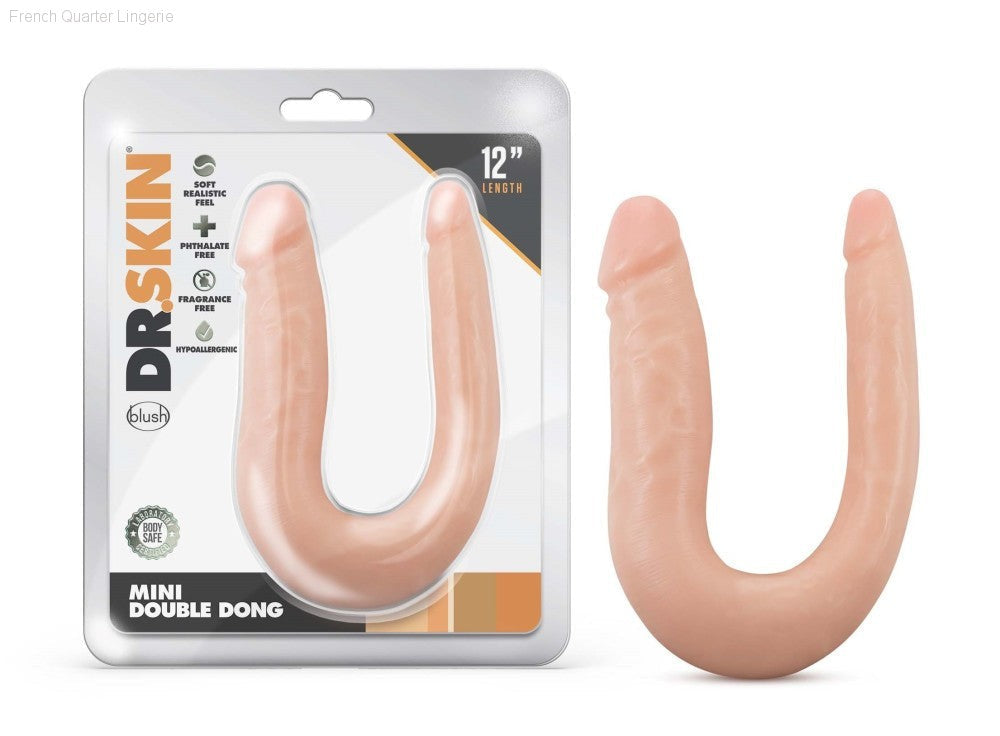 Dr. Skin By Blush® | Mini Double Dong 12.5-Inch Long Double Dildo With Suction Cup Base-French Quarter Lingerie