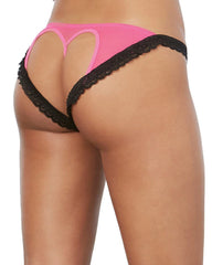 Stretch Mesh with Spandex and Stretch Lace Open Back Heart Panty