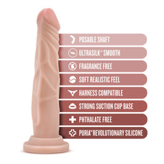 Dr. Skin Silicone By Blush® | Dr. Carter Realistic 7.5-Inch Long Dildo With Suction Cup Base