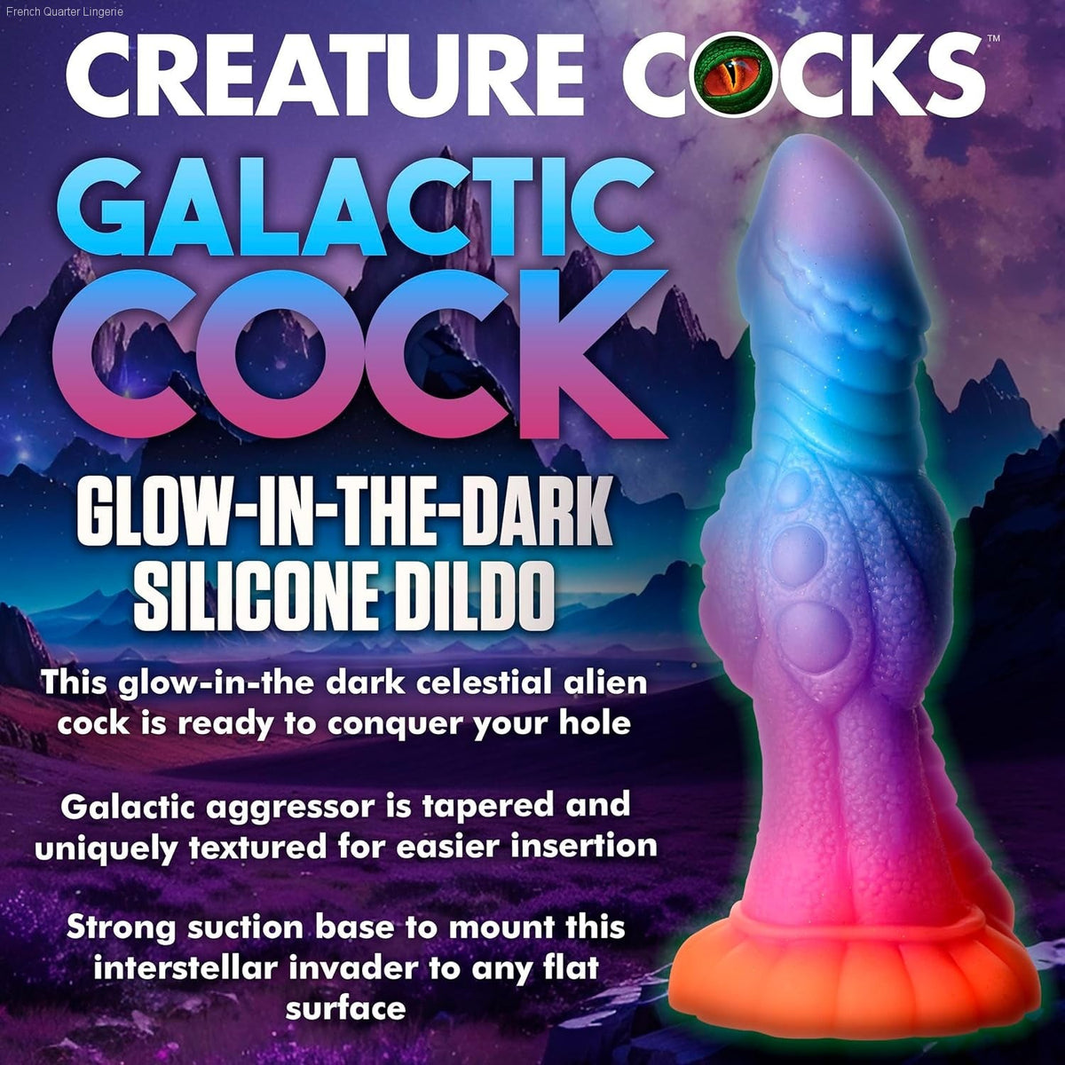 Galactic Cock Alien Creature Glow-in-the-Dark Silicone Dildo-French Quarter Lingerie