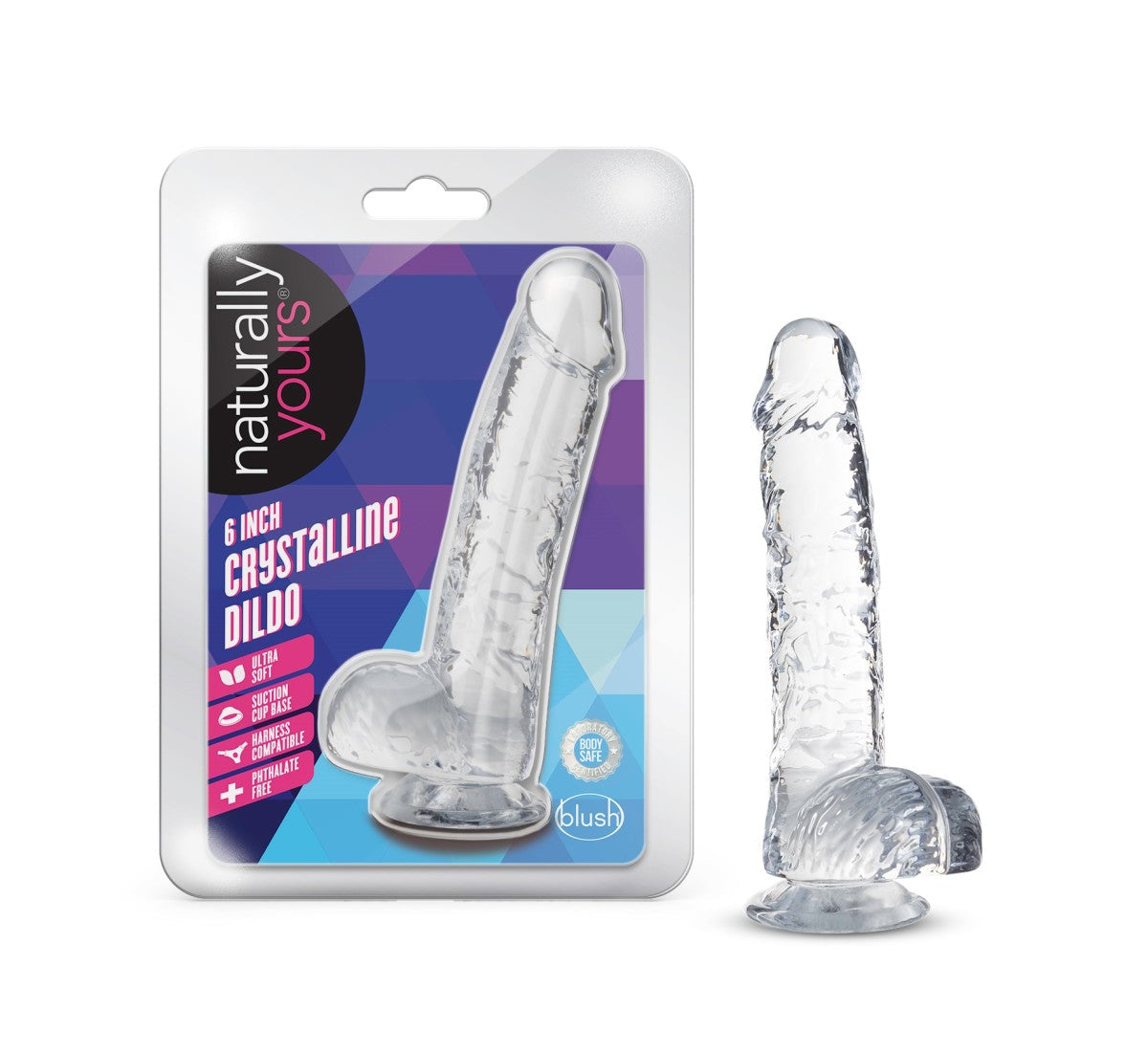 Naturally Yours Realistic 6-Inch Long Dildo With Balls & Suction Cup Base