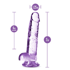 Naturally Yours Realistic Amethyst 7-Inch Long Dildo With Balls & Suction Cup Base